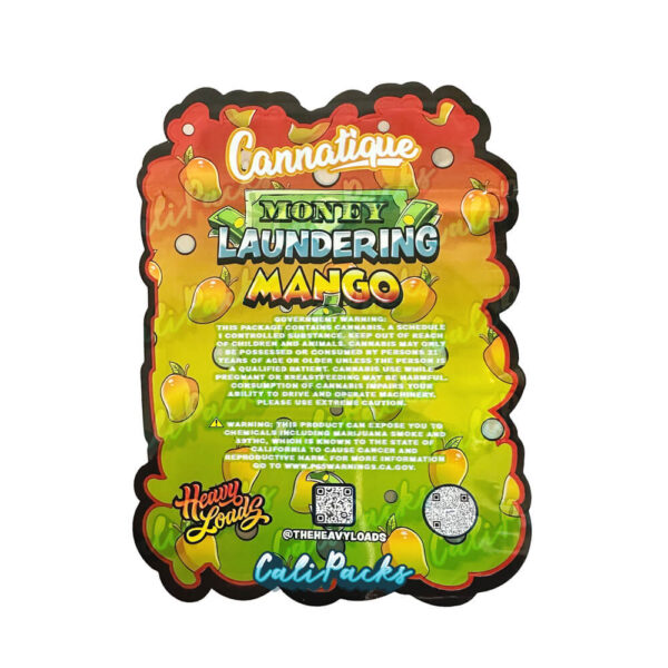 Cannatique Money Laundering Mango 3.5g Mylar Bag Die-Cut Mylar Bag - Image 2