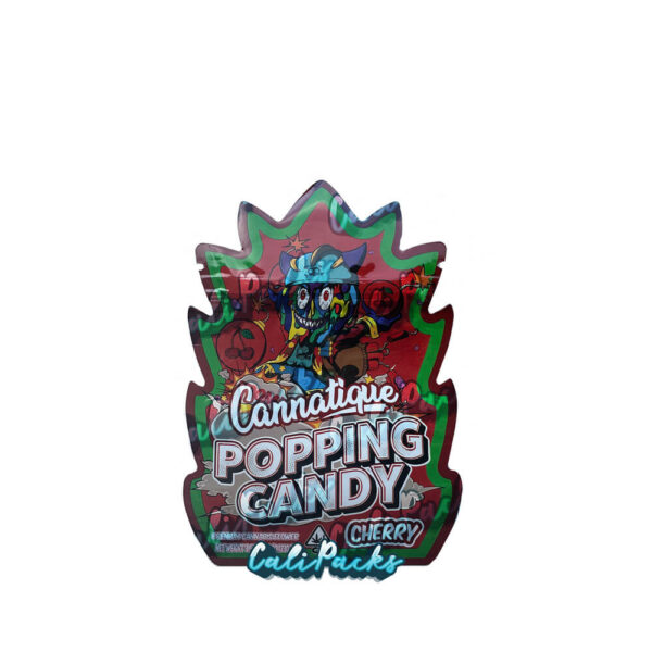 Cannatique Popping Candy Cherry 3.5g Mylar Bag Die-Cut Mylar Bag