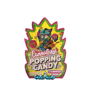 Cannatique Popping Candy Strawberry Banana 3.5g Mylar Bag Die-Cut Mylar Bag