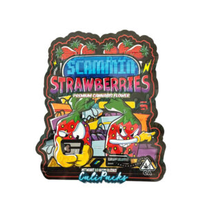 Cannatique Scammin Strawberries 3.5g Mylar Bag Die-Cut Mylar Bag