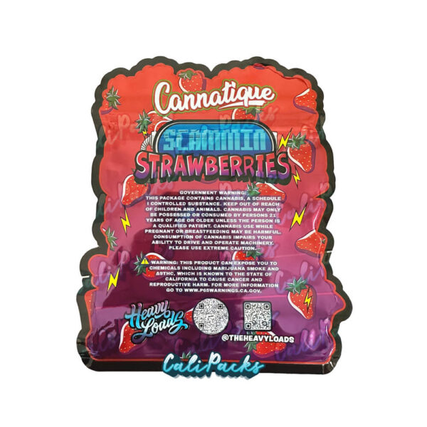 Cannatique Scammin Strawberries 3.5g Mylar Bag Die-Cut Mylar Bag - Image 2