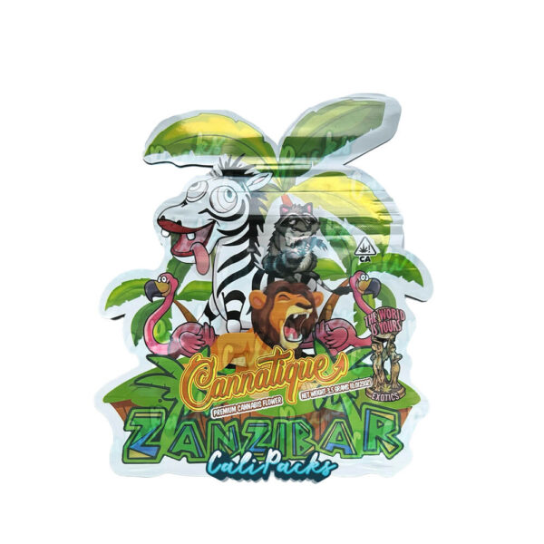 Cannatique Zanzibar 3.5g Mylar Bag Die-Cut Mylar Bag