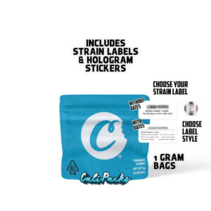 Cookies Blue C 1g bag with Strain Labels and Holograms - High Quality Mylar Bag