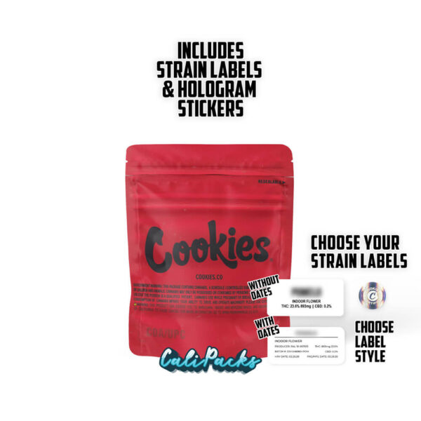 Cookies Girl 3.5g Mylar Bag bag with Hologram and Strain Labels - Image 2