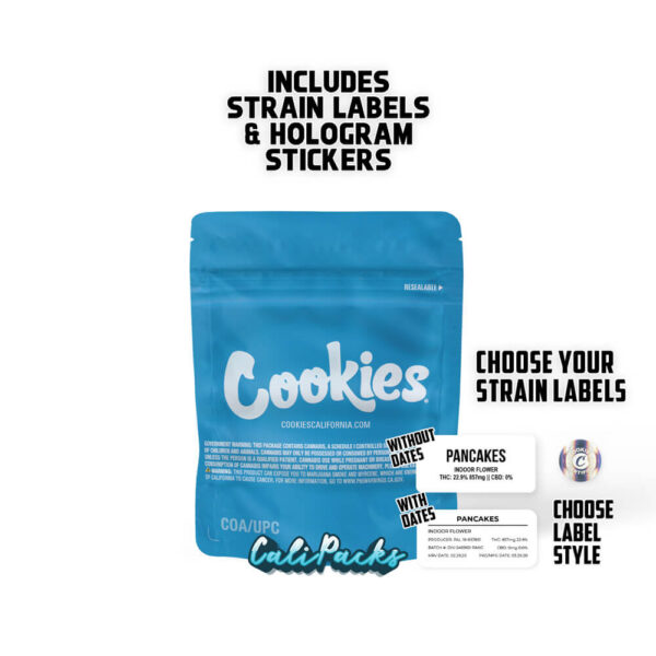 Cookies Pancakes 3.5g Mylar Bag bag with Hologram and Strain Labels - Image 2