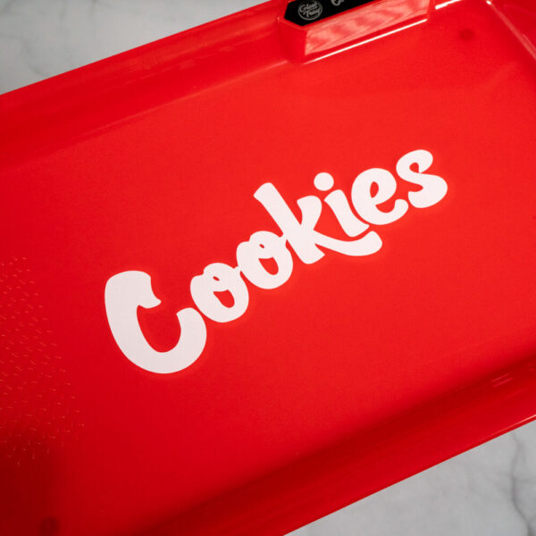 Cookies Red LED Glow Tray with Grinder - High Quality Mylar Bag - Image 4