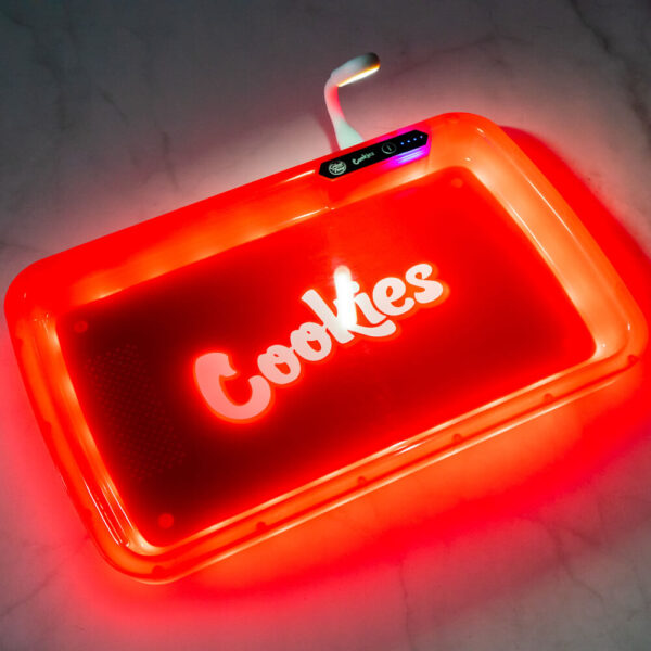 Cookies Red LED Glow Tray with Grinder - High Quality Mylar Bag - Image 12