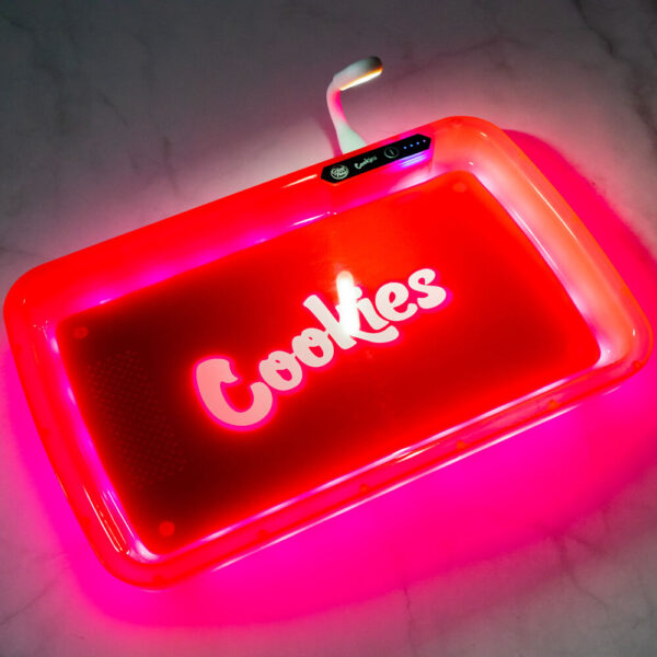 Cookies Red LED Glow Tray with Grinder - High Quality Mylar Bag - Image 14