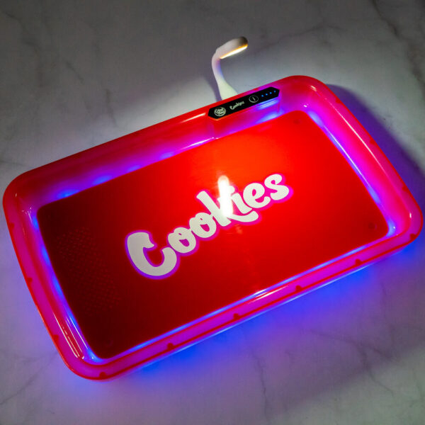 Cookies Red LED Glow Tray with Grinder - High Quality Mylar Bag - Image 13