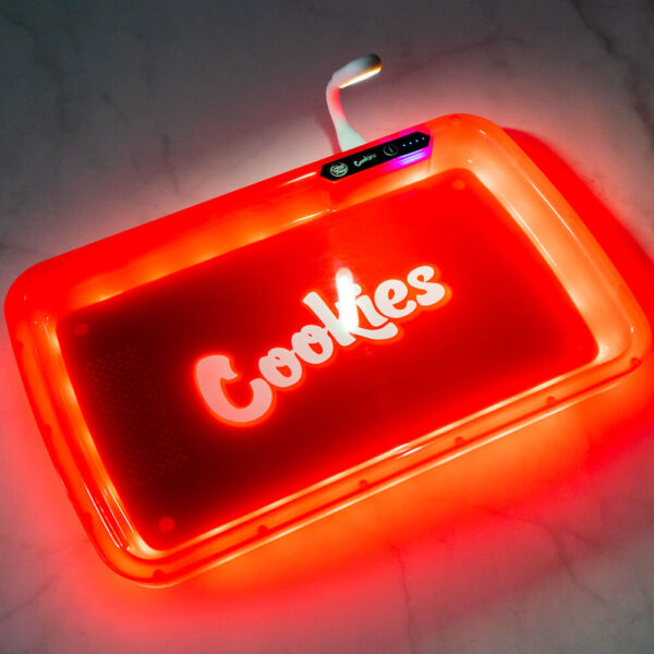 Cookies Red LED Glow Tray with Grinder - High Quality Mylar Bag - Image 9