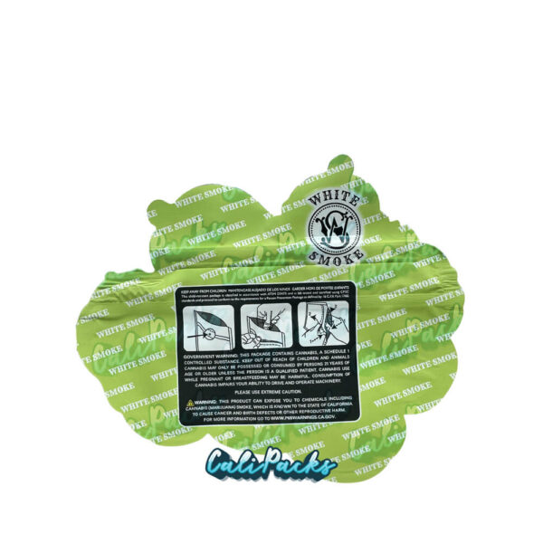 White Smoke Green Plumb 3.5g Mylar Bag Die-Cut Child-Resistant Mylar Bag - Image 2