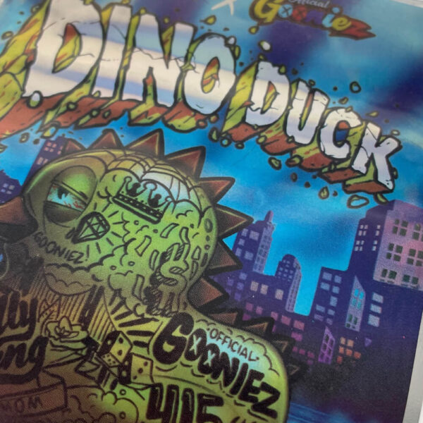 Jelly Co x Gooniez – Dino Duck 3.5g Mylar Bag Reflective Mylar Sticker Bag - Image 3