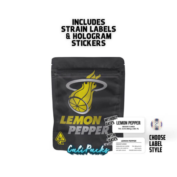 Lemonnade Lemon Pepper 3.5g Mylar Bag bag with Hologram and Strain Labels