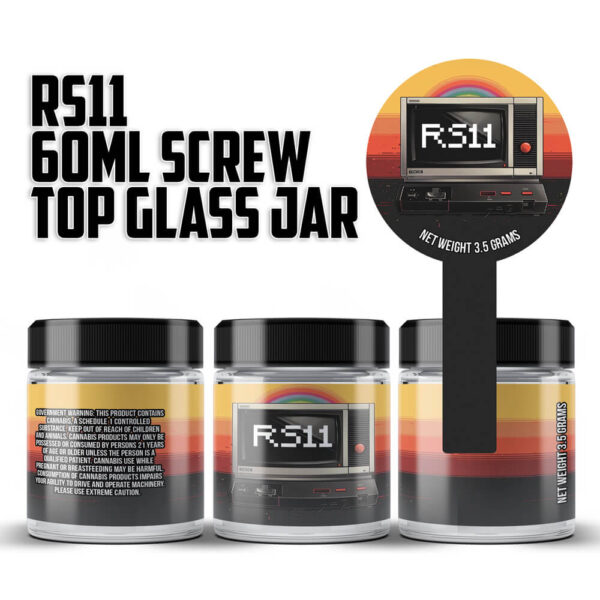 RS11 60ml – 3.5g Mylar Bag Glass Screw Top Jars