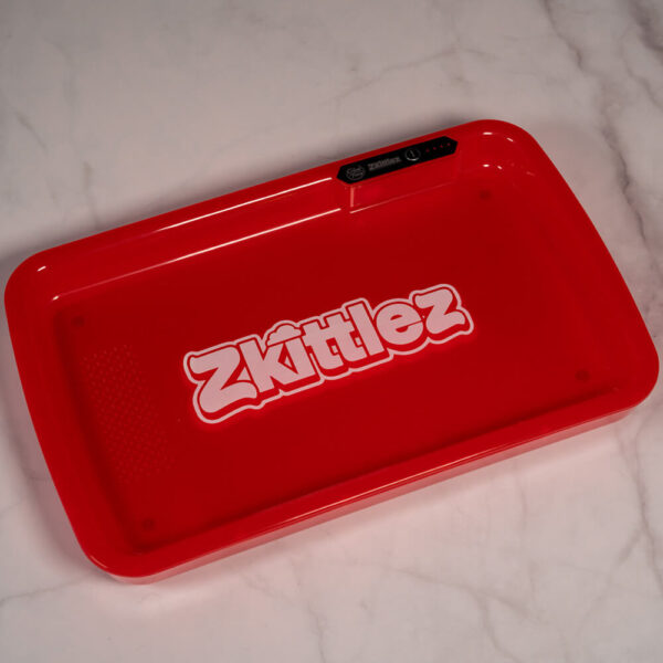 Zkittlez Red LED Glow Tray with Grinder - High Quality Mylar Bag