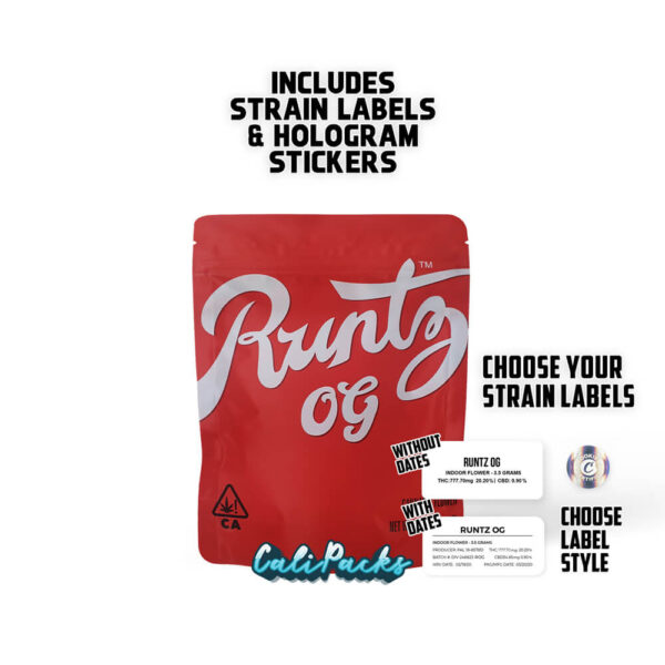 Cookies Runtz OG (2020) 3.5g Mylar Bag bag with Hologram and Strain Labels