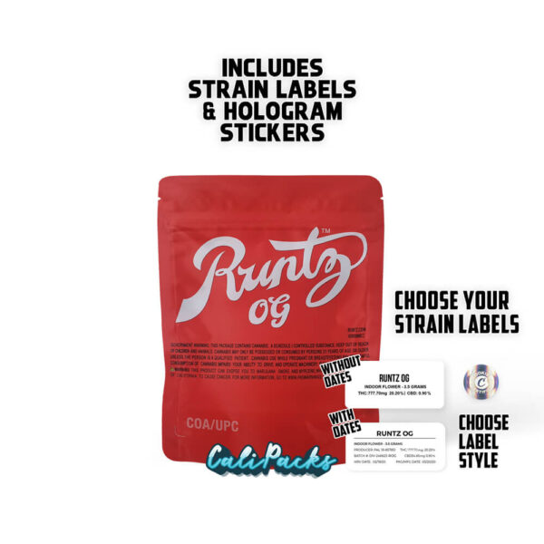 Cookies Runtz OG (2020) 3.5g Mylar Bag bag with Hologram and Strain Labels - Image 2