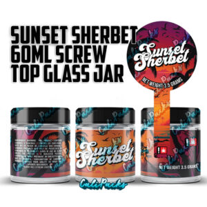 Sunset Sherbet (2024 Design) 60ml – 3.5g Mylar Bag Glass Screw Top Jars